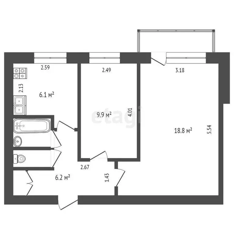 2-комнатная квартира: Ижевск, улица Карла Маркса, 421 (44.7 м) - Фото 0