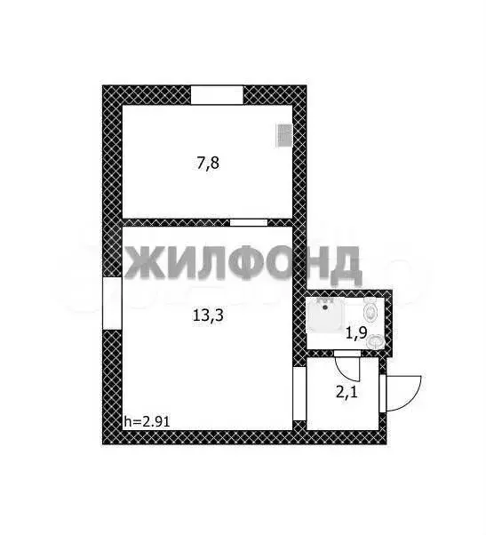 1-к. квартира, 27,2 м, 1/2 эт. - Фото 0