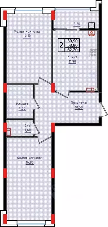 2-к кв. Ставропольский край, Ставрополь ул. Якова Андрюшина, 6 (62.2 ... - Фото 0