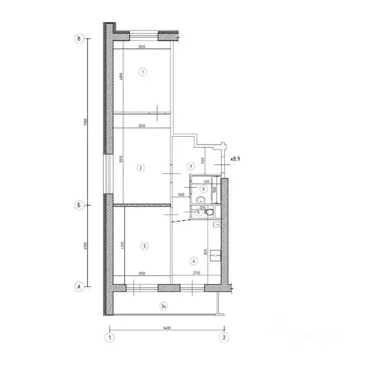 Квартира, 3 комнаты, 69 м - Фото 2
