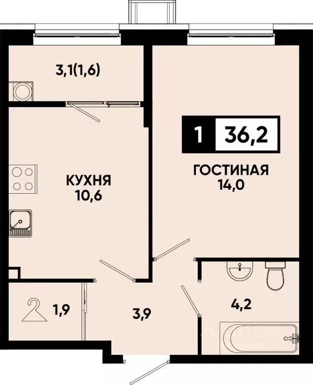 1-к кв. Ставропольский край, Кисловодск Моя Легенда жилой комплекс ... - Фото 1