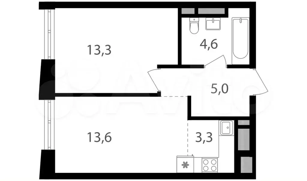 1-к. квартира, 39,8 м, 25/26 эт. - Фото 0