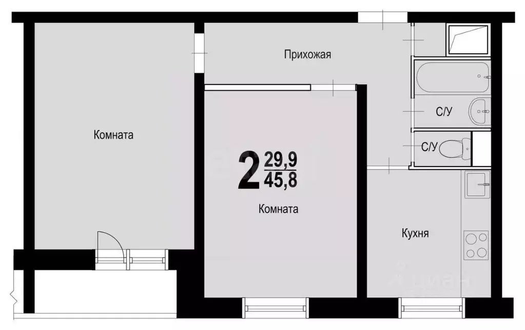 2-к кв. Хабаровский край, Хабаровск Имени Горького мкр, ул. ... - Фото 2