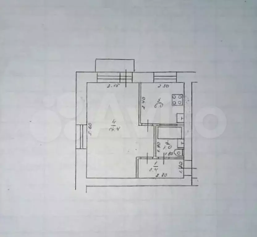 1-к. квартира, 32,5 м, 2/4 эт. - Фото 0