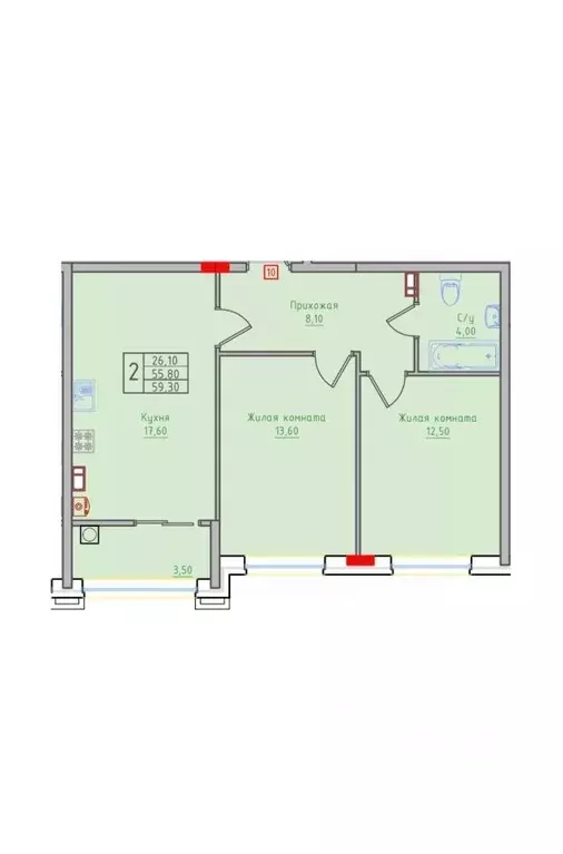 2-к кв. Ставропольский край, Невинномысск ул. Имени Героя России ... - Фото 1