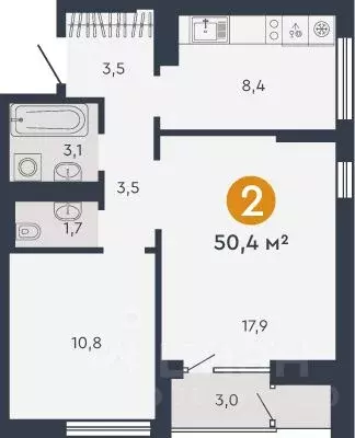 2-к кв. Свердловская область, Екатеринбург Авангард мкр, 7Я жилой ... - Фото 1