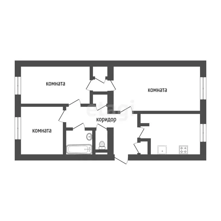 Квартира, 3 комнаты, 69.8 м - Фото 0