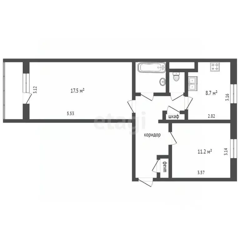 2-к кв. Ямало-Ненецкий АО, Ноябрьск ул. 40 лет Победы, 11 (51.3 м) - Фото 2