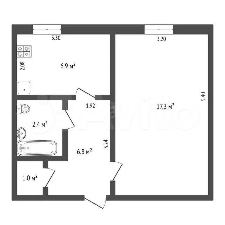 1-к. квартира, 30 м, 2/5 эт. - Фото 0