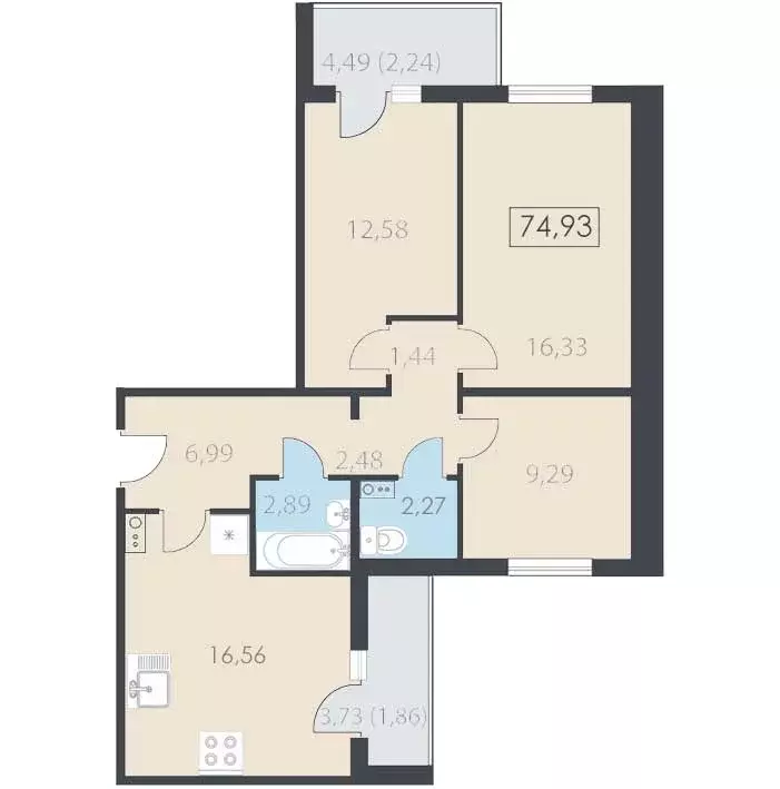 Продаётся 3-к квартира, 75 м - Фото 0