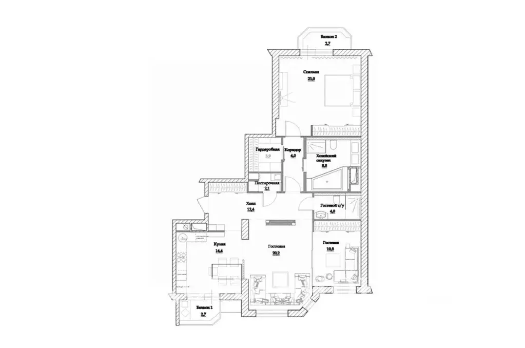 3-к кв. Москва Ломоносовский просп., 25к2 (110.0 м) - Фото 2