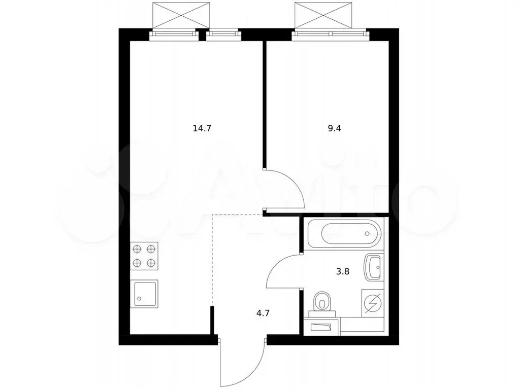 1-к. квартира, 32,6 м, 5/15 эт. - Фото 0