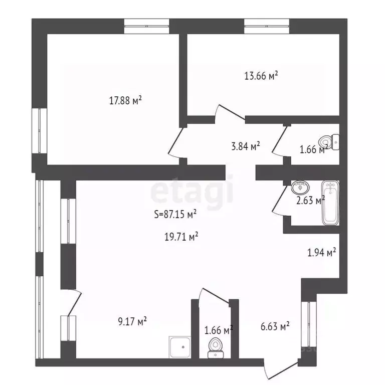 3-к кв. Томская область, Томский район, д. Кисловка, Левобережный мкр ... - Фото 2