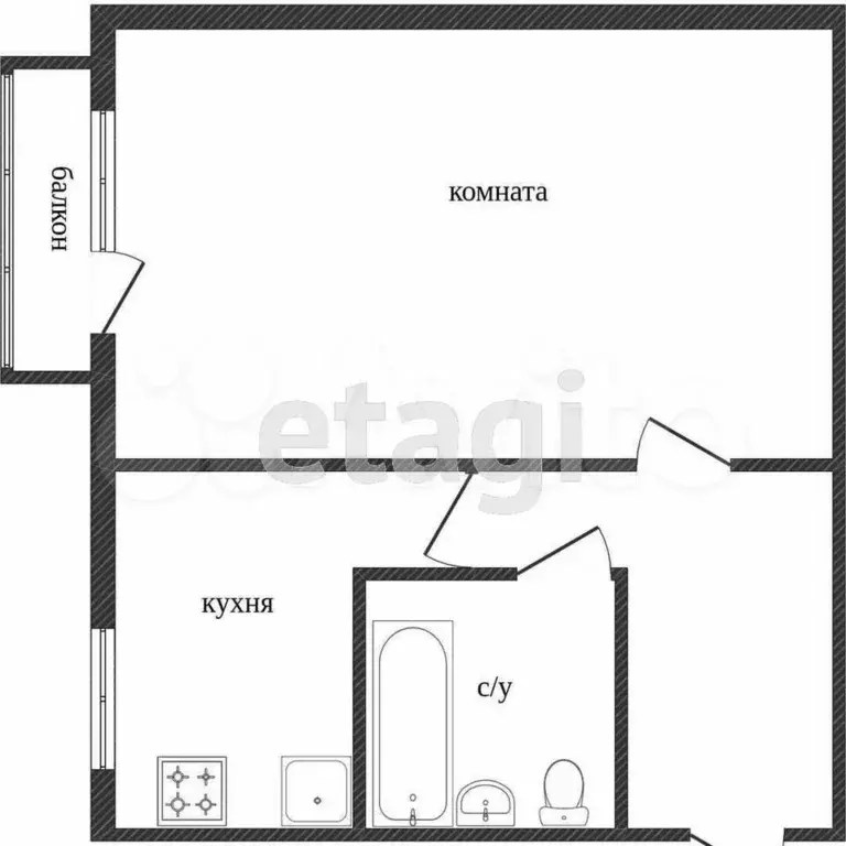 1-к. квартира, 29,8 м, 2/5 эт. - Фото 0