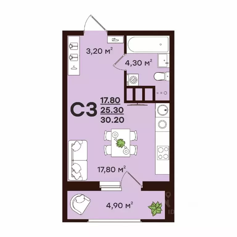 Студия Владимирская область, Владимир ул. Чайковского, 7 (30.2 м) - Фото 1