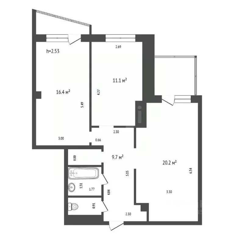 2-к кв. Красноярский край, Красноярск ул. Менжинского, 10ж (66.1 м) - Фото 1