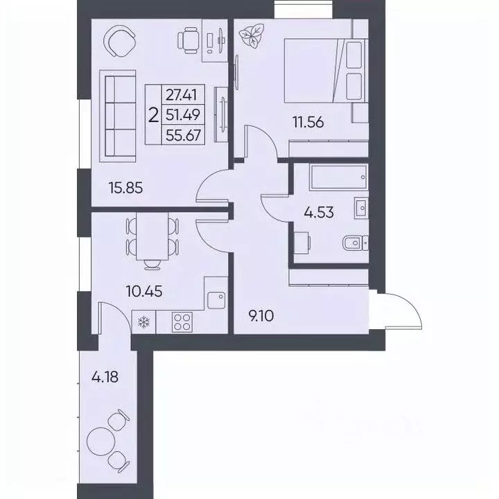 2-к кв. Саратовская область, Татищево рп  (55.67 м) - Фото 1