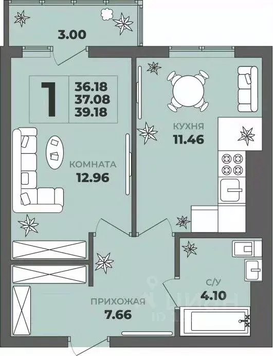 1-к кв. Калининградская область, Калининград ул. Генерала Толстикова, ... - Фото 1