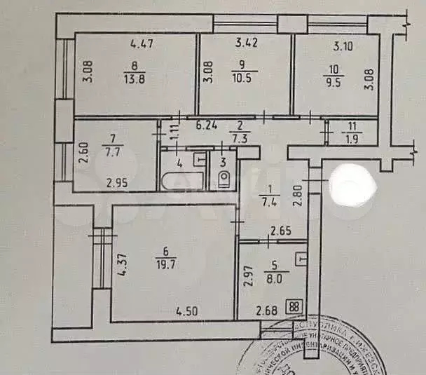 5-к. квартира, 89,5 м, 4/5 эт. - Фото 0