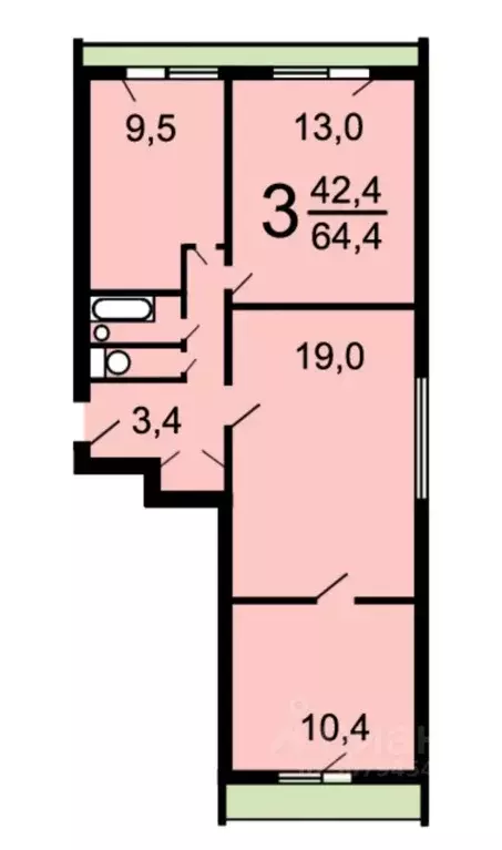 Комната Москва ул. Зои и Александра Космодемьянских, 7К2 (10.4 м) - Фото 1