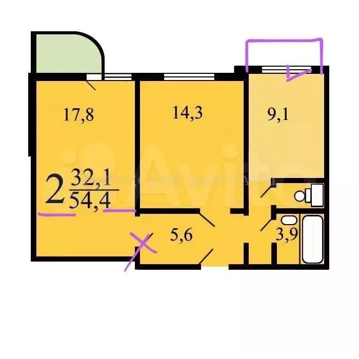 2-к. квартира, 61 м, 23/23 эт. - Фото 0