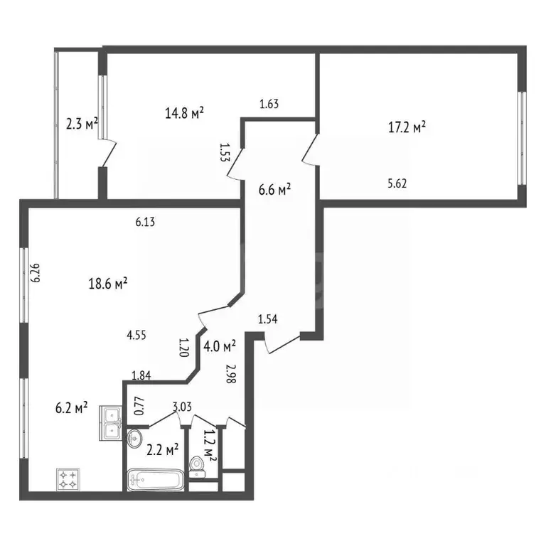 3-к кв. Санкт-Петербург просп. Кузнецова, 29К2 (71.4 м) - Фото 2