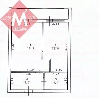 1-к кв. Ханты-Мансийский АО, Нягань Интернациональная ул., 39 (42.0 м) - Фото 0