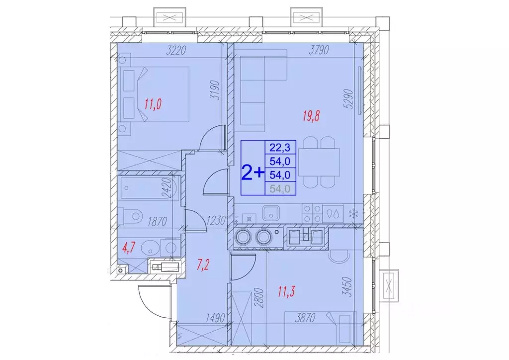 2-к кв. Астраханская область, Астрахань ул. Трофимова (54.0 м) - Фото 1