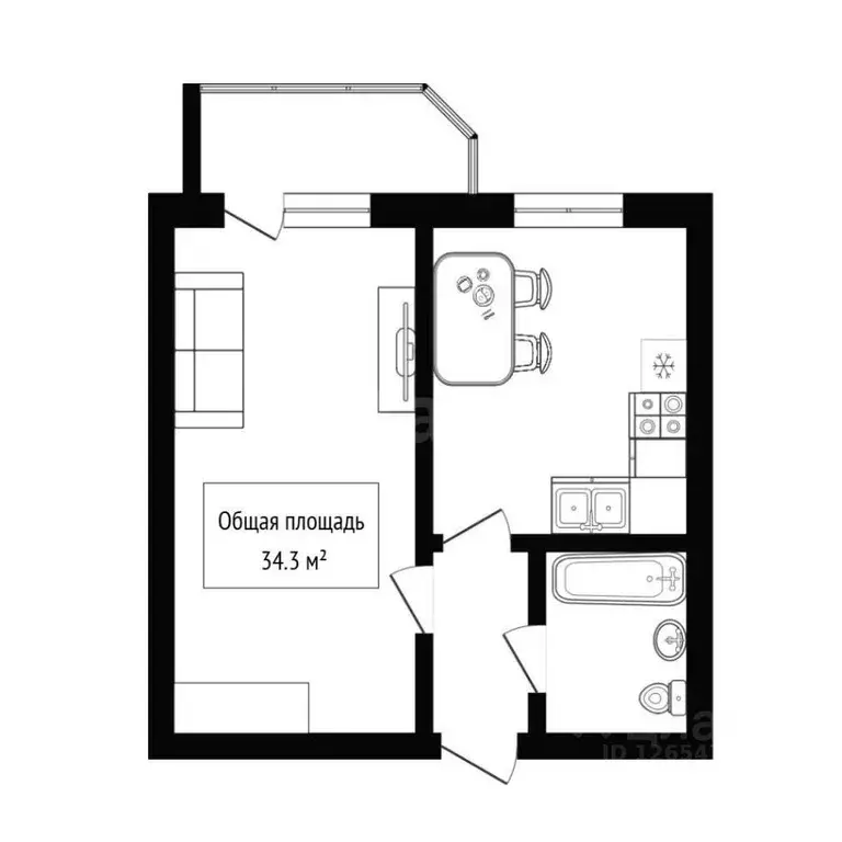 1-к кв. Новосибирская область, Искитим Советская ул., 291 (34.3 м) - Фото 2