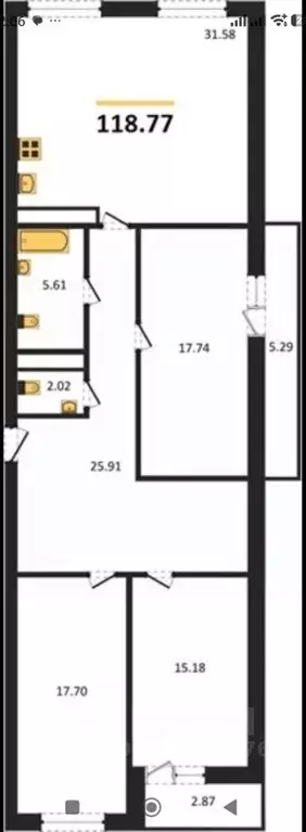 3-к кв. Самарская область, Самара Королев жилой комплекс (118.77 м) - Фото 2