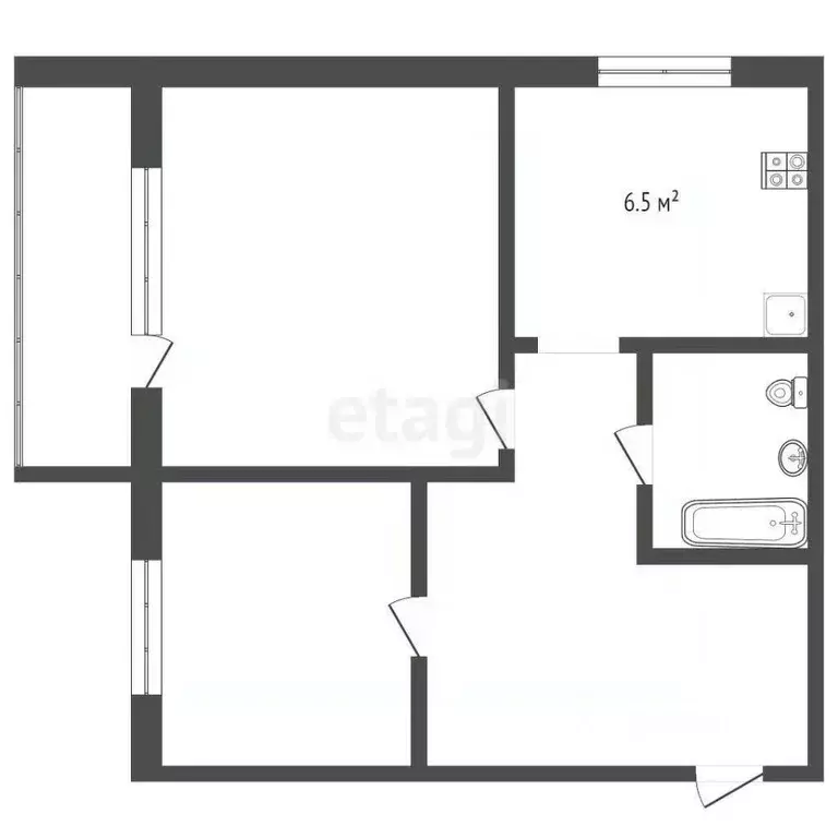 2-к кв. Владимирская область, Муром Пролетарская ул., 5 (40.3 м) - Фото 1