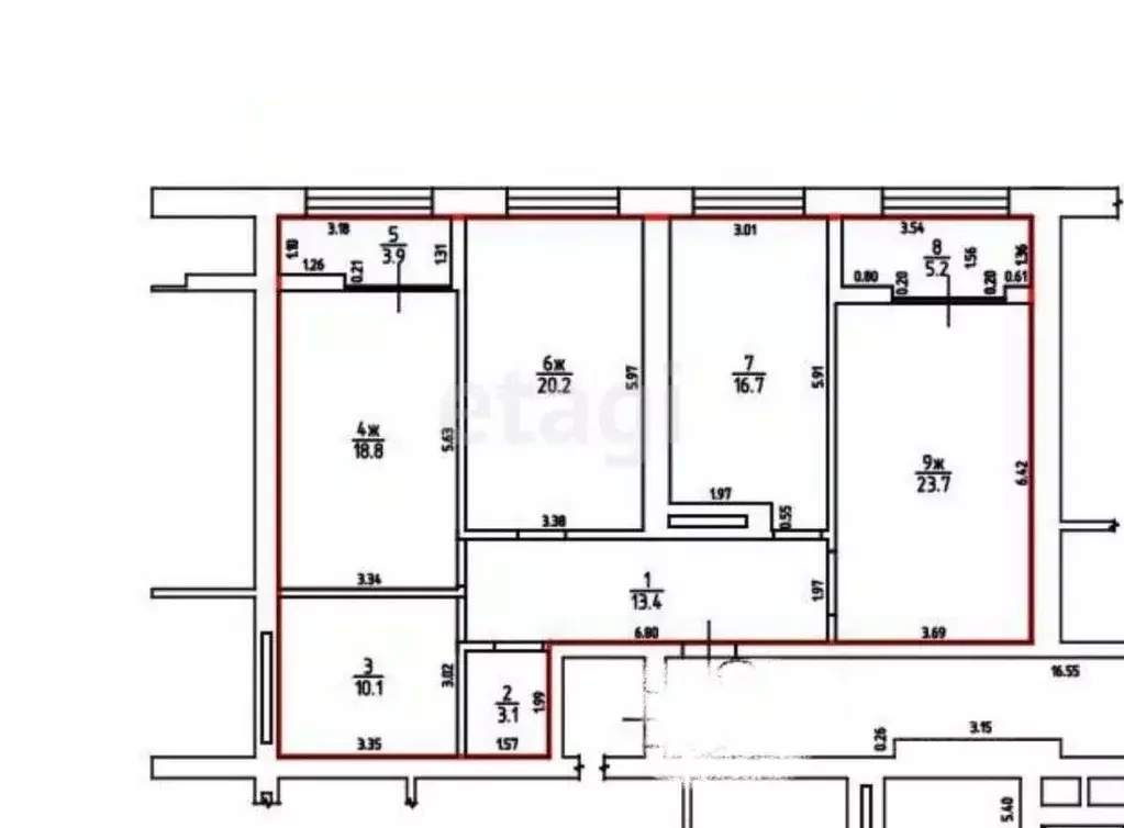3-к кв. Калининградская область, Калининград Красная ул., 139Б (115.1 ... - Фото 1
