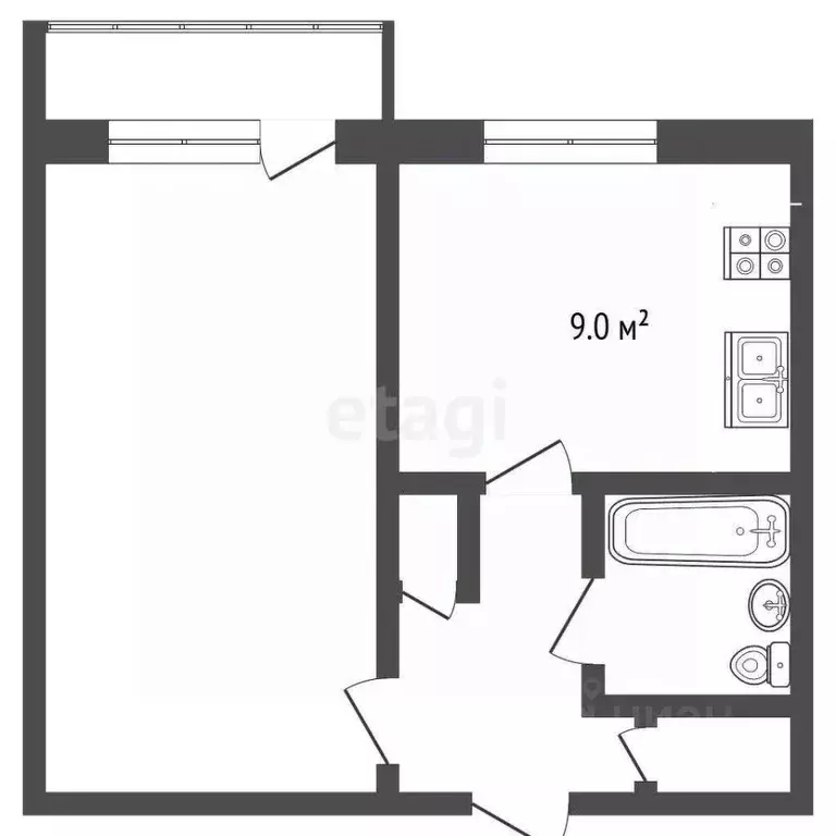 1-к кв. Архангельская область, Архангельск Штурманская ул., 4к1 (36.1 ... - Фото 2