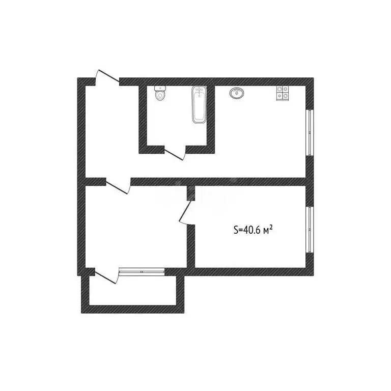 2-комнатная квартира: Бийск, переулок Николая Гастелло, 16 (40.6 м) - Фото 1