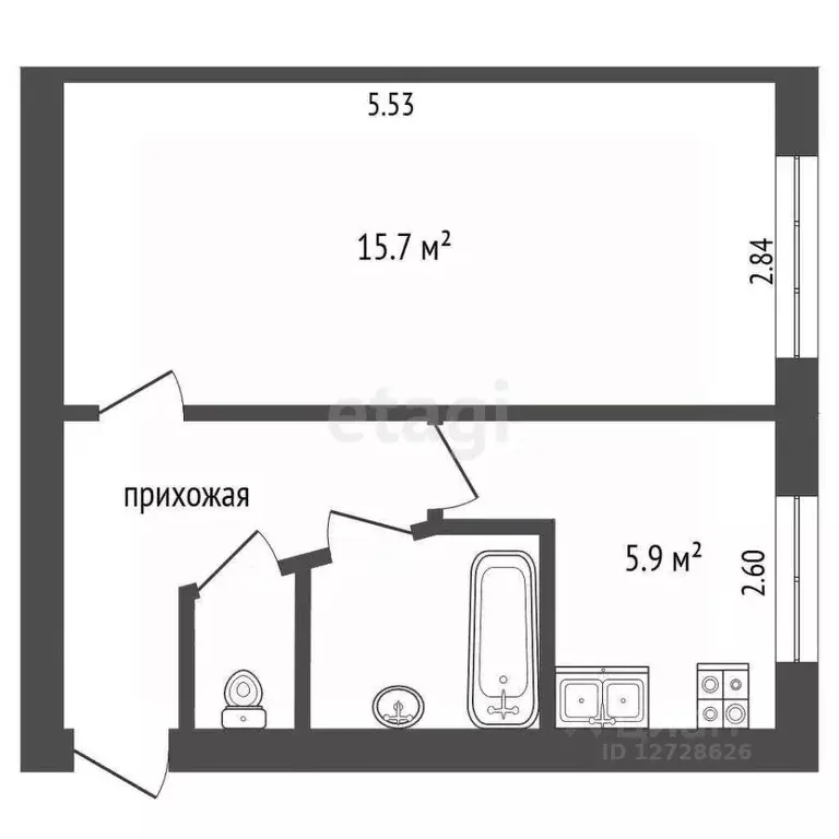 1-к кв. Калужская область, Калуга ул. Валентины Никитиной, 21Б (29.9 ... - Фото 1