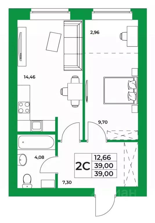 1-к кв. Башкортостан, Уфимский район, Зубовский сельсовет, с. Зубово ... - Фото 1