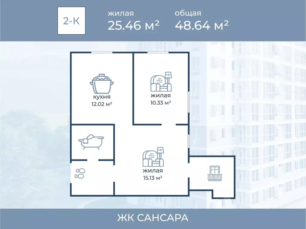 2-к кв. Волгоградская область, Волгоград ул. Имени Горишного, 98 ... - Фото 1