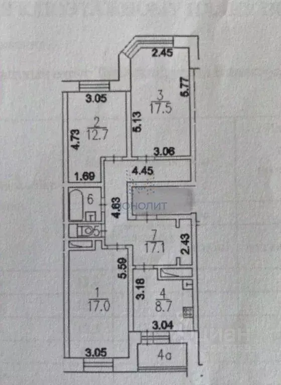3-к кв. Москва Нижегородская ул., 17 (77.1 м) - Фото 1