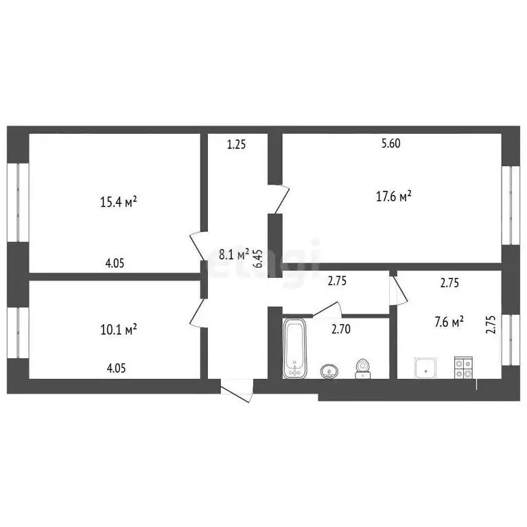 3-комнатная квартира: Орёл, Комсомольская улица, 88А (65.9 м) - Фото 1