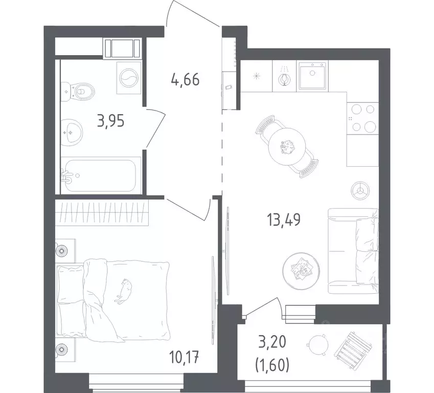1-к кв. Ленинградская область, Всеволожский район, Свердловское ... - Фото 1