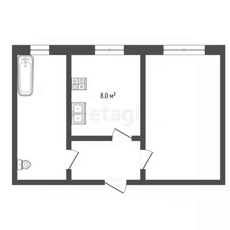 1-к кв. Челябинская область, Челябинск Российская ул., 28 (32.0 м) - Фото 2