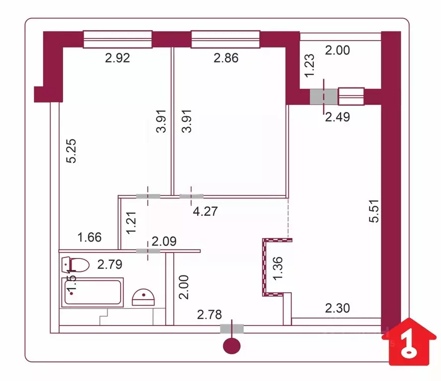 2-к кв. Омская область, Омск Взлетная ул., 11/1 (53.8 м) - Фото 1