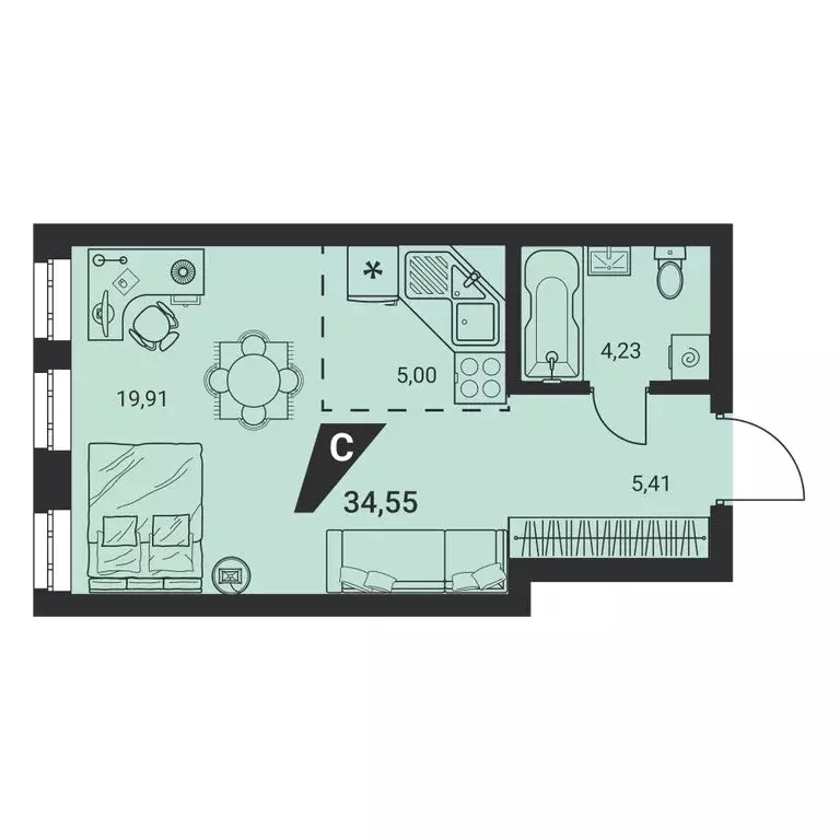 Квартира-студия: Екатеринбург, Монтёрская улица, 8 (34.55 м) - Фото 0