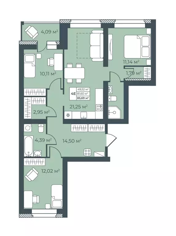 4-комнатная квартира: Павловск, улица Свободы, 25к2 (85.69 м) - Фото 1