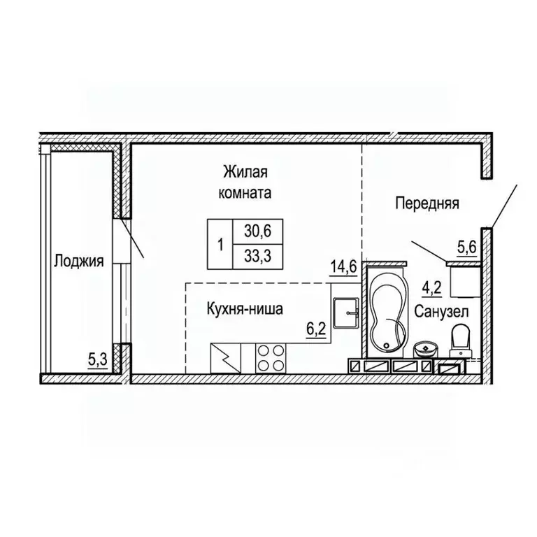 1-к кв. Приморский край, Владивосток ул. Ладыгина (33.3 м) - Фото 0