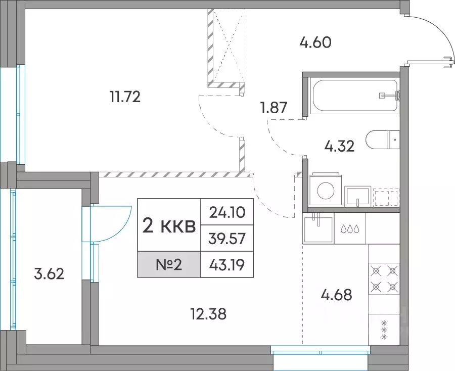 2-к кв. Карелия, Петрозаводск Александровский Завод тер.,  (43.19 м) - Фото 1