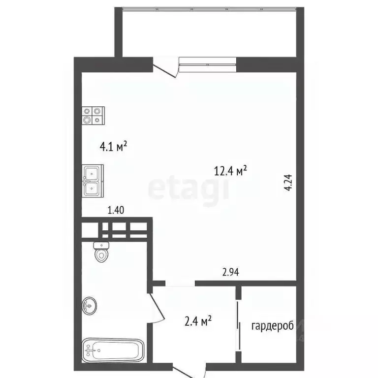 Студия Челябинская область, Челябинск кв Шагольская улица 1-й, 4А ... - Фото 2