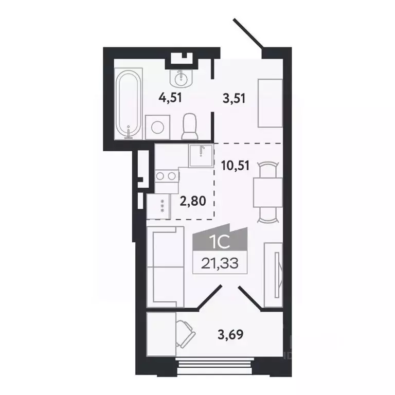 Студия Томская область, Томск Черемошники мкр, ул. Бердская, 14/3 ... - Фото 1