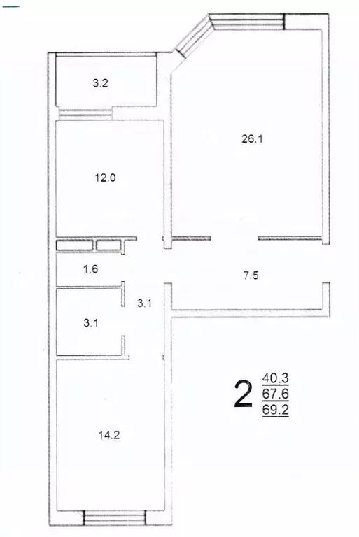 2-к кв. Санкт-Петербург Глухарская ул., 27к1 (67.6 м) - Фото 1