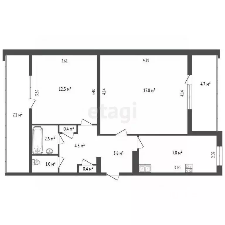 2-к кв. Севастополь просп. Октябрьской Революции, 26 (56.0 м) - Фото 1